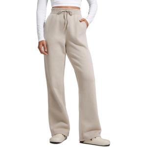 imageCRZ YOGA Cotton Fleece Lined Sweatpants Women 28quot30quot32quot  Straight Leg Casual Lounge Pants with Pockets Winter WarmMojave Tan