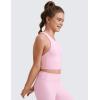 imageCRZ YOGA Girls Butterluxe Double Lined Crop High Neck Tank Tops  Dance Yoga Athletic Casual Racerback Tight Kids TeenPink Peony