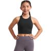 imageCRZ YOGA Girls Butterluxe Double Lined Crop High Neck Tank Tops  Dance Yoga Athletic Casual Racerback Tight Kids TeenBlack