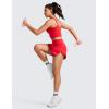 imageCRZ YOGA High Waisted Split Running Shorts for Women 3quot  Comfy Mesh Liner for Workout Athletic GymTrack Quick DryDeep Red