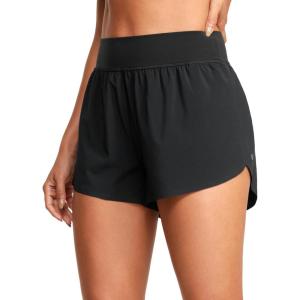 imageCRZ YOGA High Waisted Split Running Shorts for Women 3quot  Comfy Mesh Liner for Workout Athletic GymTrack Quick DryBlack