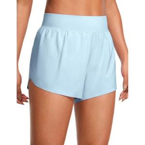 imageCRZ YOGA High Waisted Split Running Shorts for Women 3quot  Comfy Mesh Liner for Workout Athletic GymTrack Quick DryBlue Linen