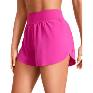 imageCRZ YOGA High Waisted Split Running Shorts for Women 3quot  Comfy Mesh Liner for Workout Athletic GymTrack Quick DryHibiscus Purple