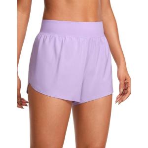 imageCRZ YOGA High Waisted Split Running Shorts for Women 3quot  Comfy Mesh Liner for Workout Athletic GymTrack Quick DryLilac