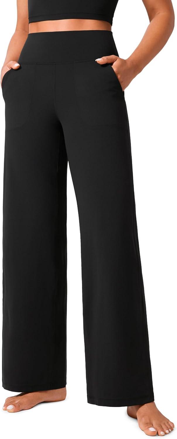 imageCRZ YOGA Butterlift Wide Leg Pants Pockets 29quot31quot33quot  High Waisted Yoga Lounge Buttery Soft Comfy Casual WomensBlack