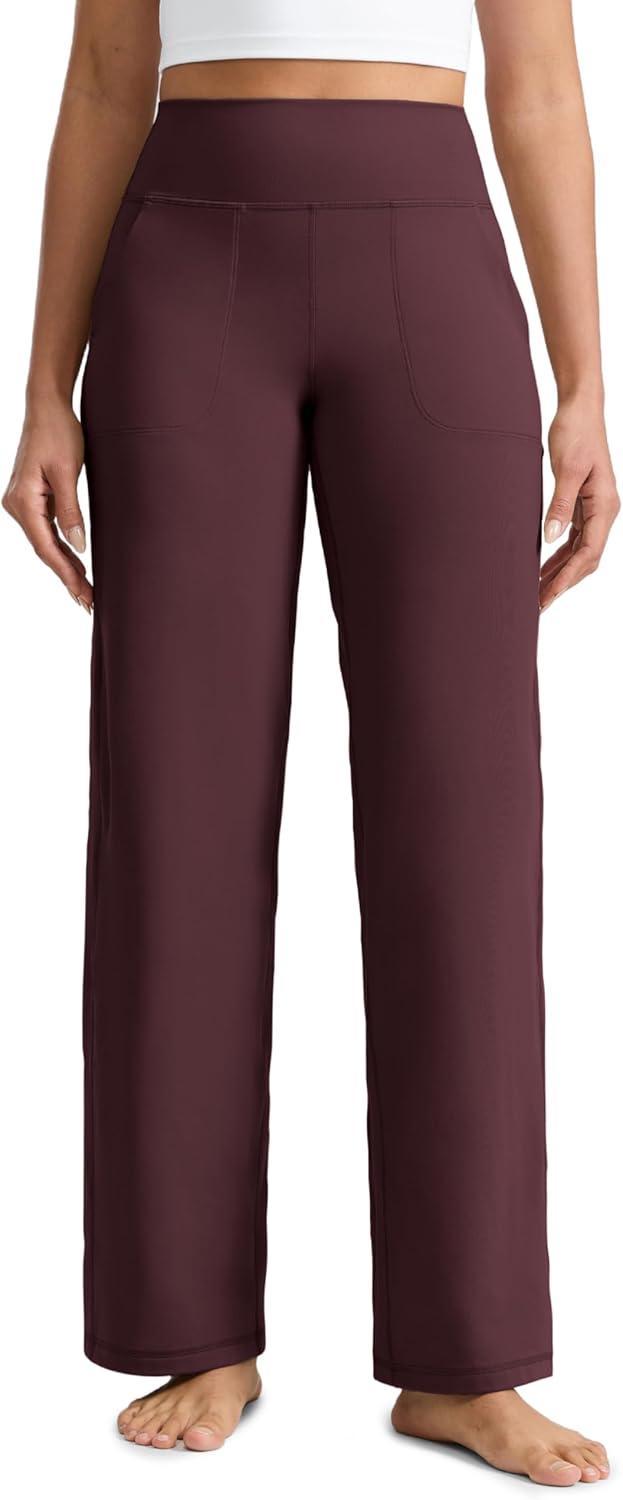 imageCRZ YOGA Butterlift Wide Leg Pants Pockets 29quot31quot33quot  High Waisted Yoga Lounge Buttery Soft Comfy Casual WomensRipe Plum