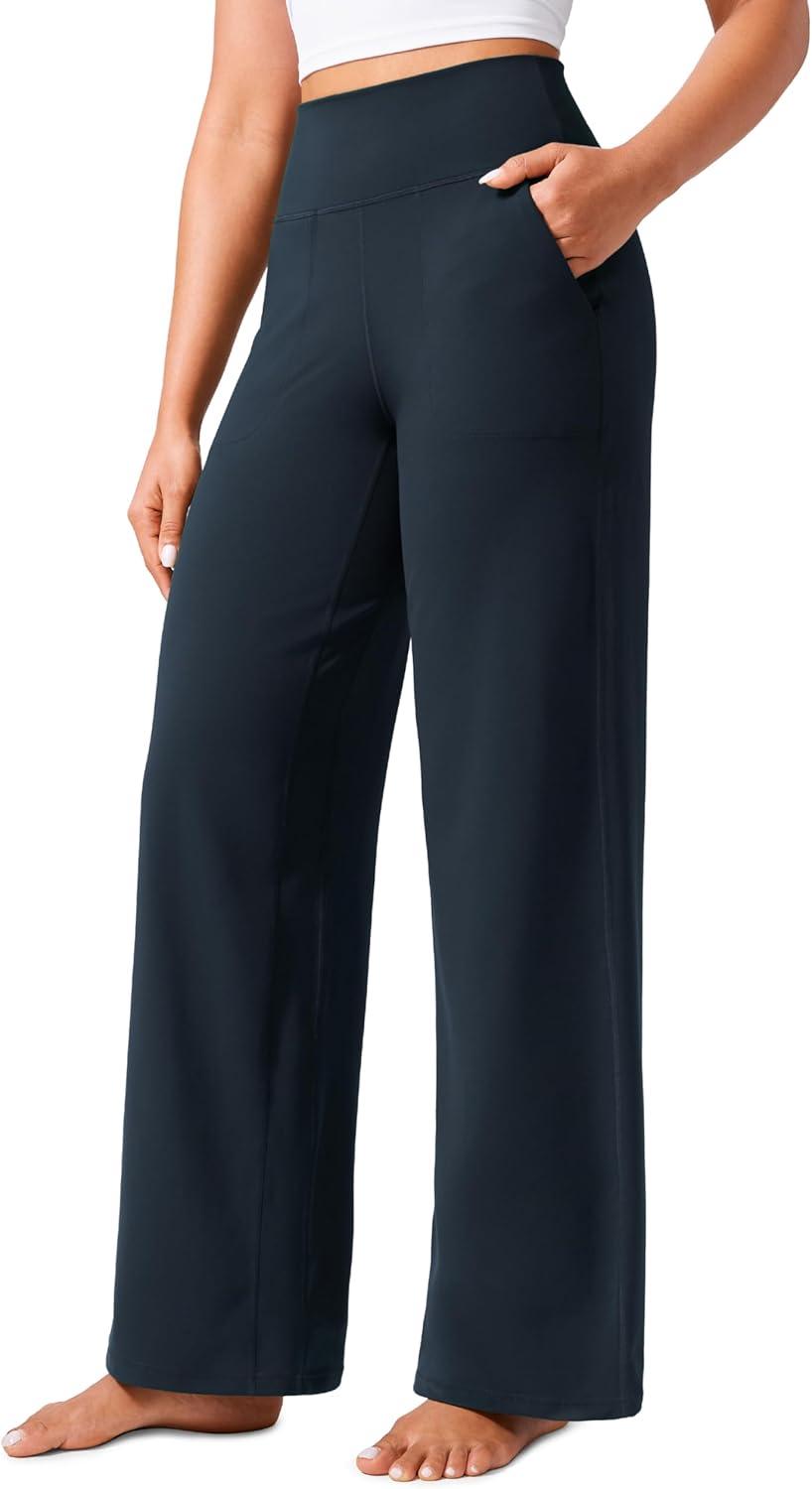 imageCRZ YOGA Butterlift Wide Leg Pants Pockets 29quot31quot33quot  High Waisted Yoga Lounge Buttery Soft Comfy Casual WomensTrue Navy