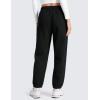 imageCRZ YOGA Cotton Fleece Lined Jogger Sweatpants Women 28quot  Casual Lounge Travel Pants with Pockets Winter WarmBlack