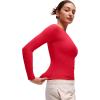 imageCRZ YOGA Softembrace Crewneck Long Sleeve Shirts for Women  Casual Going Out Tops Soft Basic Fitted Tight Fall TShirtsAurora Red