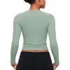 imageCRZ YOGA Softembrace Crewneck Long Sleeve Shirts for Women  Casual Going Out Tops Soft Basic Fitted Tight Fall TShirtsGreen Palm Court