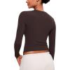 imageCRZ YOGA Softembrace Crewneck Long Sleeve Shirts for Women  Casual Going Out Tops Soft Basic Fitted Tight Fall TShirtsHot Fudge Brown