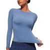 imageCRZ YOGA Softembrace Crewneck Long Sleeve Shirts for Women  Casual Going Out Tops Soft Basic Fitted Tight Fall TShirtsOasis Blue