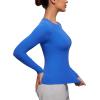 imageCRZ YOGA Softembrace Crewneck Long Sleeve Shirts for Women  Casual Going Out Tops Soft Basic Fitted Tight Fall TShirtsSparkle Blue