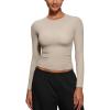 imageCRZ YOGA Softembrace Crewneck Long Sleeve Shirts for Women  Casual Going Out Tops Soft Basic Fitted Tight Fall TShirtsMojave Tan