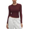 imageCRZ YOGA Softembrace Crewneck Long Sleeve Shirts for Women  Casual Going Out Tops Soft Basic Fitted Tight Fall TShirtsRed Merlot