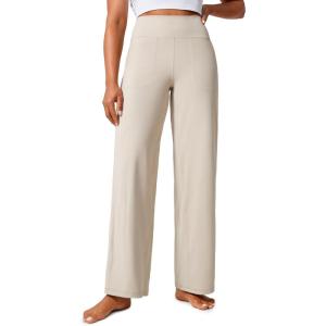 imageCRZ YOGA Butterlift Wide Leg Pants Pockets 29quot31quot33quot  High Waisted Yoga Lounge Buttery Soft Comfy Casual WomensMojave Tan