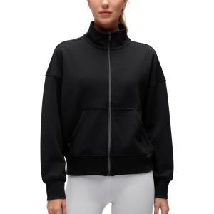 imageCRZ YOGA SoftAura Full Zip Jackets for Women  Workout Casual Zipper Funnel Neck Sweat Shirts with PocketsBlack