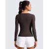 imageCRZ YOAG Cloudweight Boat Neck Shirts for Women  Workout Athletic Gym Casual Long Sleeve Tops Soft Lightweight TShirtHot Fudge Brown