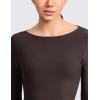 imageCRZ YOAG Cloudweight Boat Neck Shirts for Women  Workout Athletic Gym Casual Long Sleeve Tops Soft Lightweight TShirtHot Fudge Brown