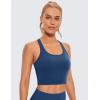 imageCRZ YOGA Butterluxe Racerback Crop Tank Tops for Women  Padded YBack Longline Sports Bras Scoop Neck Workout YogaFrench Navy