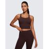 imageCRZ YOGA Butterluxe Racerback Crop Tank Tops for Women  Padded YBack Longline Sports Bras Scoop Neck Workout YogaHot Fudge Brown
