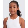 imageCRZ YOGA Girls Butterluxe Double Lined High Neck Tank Tops Waist Length  Dance Yoga Athletic Casual Racerback Kids TeenWhite
