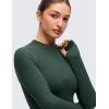 imageCRZ YOGA Softembrace Half Zip Long Sleeve Shirts for Women  Casual Going Out Tops Soft Quarter Zipper Tees with Thumb HolesLegend Green