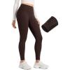 imageCRZ YOGA Matte Fleece Lined Leggings 28  Thermal Casual Lounge Workout Womens Yoga Full Length Pants Winter WarmHot Fudge Brown