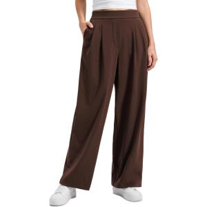 imageCRZ YOGA 4Way Stretch Wide Leg Work Pants for Women 29quot  Bussiness Casual Dress Trousers with PocketsLava Brown