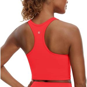 imageCRZ YOGA Butterluxe Racerback Crop Tank Tops for Women  Padded YBack Longline Sports Bras Scoop Neck Workout YogaDeep Red