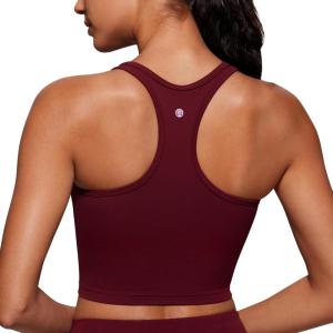imageCRZ YOGA Butterluxe Racerback Crop Tank Tops for Women  Padded YBack Longline Sports Bras Scoop Neck Workout YogaRed Merlot