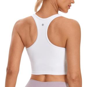 imageCRZ YOGA Butterluxe Racerback Crop Tank Tops for Women  Padded YBack Longline Sports Bras Scoop Neck Workout YogaWhite
