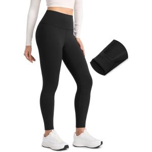 imageCRZ YOGA Matte Fleece Lined Leggings 28  Thermal Casual Lounge Workout Womens Yoga Full Length Pants Winter WarmBlack