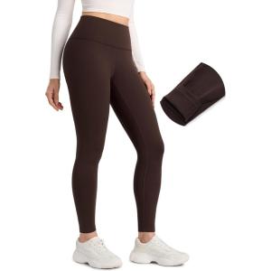 imageCRZ YOGA Matte Fleece Lined Leggings 28  Thermal Casual Lounge Workout Womens Yoga Full Length Pants Winter WarmHot Fudge Brown