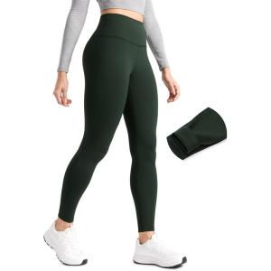 imageCRZ YOGA Matte Fleece Lined Leggings 28  Thermal Casual Lounge Workout Womens Yoga Full Length Pants Winter WarmLegend Green