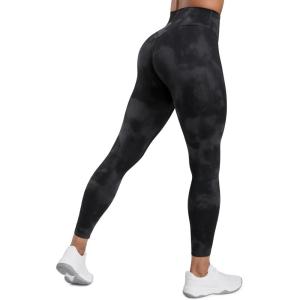 imageCRZ YOGA Secretsculpt Butterlift Workout Leggings 25quot  No Front Seam High Waisted Womens Yoga Pants Booty Scrunch ButtBlack Tie Dye Flowers
