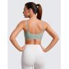 imageCRZ YOGA Butterluxe Adjustable Spaghetti Strap Sports Bras for Women  Scoop Neck Wireless Padded Yoga Workout Crop TopGreen Palm Court
