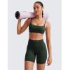 imageCRZ YOGA Butterluxe Adjustable Spaghetti Strap Sports Bras for Women  Scoop Neck Wireless Padded Yoga Workout Crop TopLegend Green