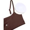 imageCRZ YOGA Butterluxe Adjustable Spaghetti Strap Sports Bras for Women  Scoop Neck Wireless Padded Yoga Workout Crop TopTaupe