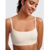 imageCRZ YOGA Butterluxe Adjustable Spaghetti Strap Sports Bras for Women  Scoop Neck Wireless Padded Yoga Workout Crop TopWhite Apricot
