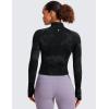 imageCRZ YOGA Butterluxe Half Zip Long Sleeve Shirts for Women  Workout Athletic Yoga Tops Crop Collared Quarter Zipper TShirtBlack Tie Dye Flowers