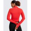 imageCRZ YOGA Butterluxe Half Zip Long Sleeve Shirts for Women  Workout Athletic Yoga Tops Crop Collared Quarter Zipper TShirtDeep Red