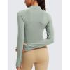 imageCRZ YOGA Butterluxe Half Zip Long Sleeve Shirts for Women  Workout Athletic Yoga Tops Crop Collared Quarter Zipper TShirtGreen Palm Court