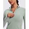imageCRZ YOGA Butterluxe Half Zip Long Sleeve Shirts for Women  Workout Athletic Yoga Tops Crop Collared Quarter Zipper TShirtGreen Palm Court