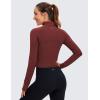 imageCRZ YOGA Butterluxe Half Zip Long Sleeve Shirts for Women  Workout Athletic Yoga Tops Crop Collared Quarter Zipper TShirtNoctilucence Red
