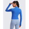 imageCRZ YOGA Butterluxe Half Zip Long Sleeve Shirts for Women  Workout Athletic Yoga Tops Crop Collared Quarter Zipper TShirtSparkle Blue