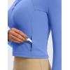 imageCRZ YOGA Butterluxe Half Zip Long Sleeve Shirts for Women  Workout Athletic Yoga Tops Crop Collared Quarter Zipper TShirtWild Indigo