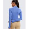 imageCRZ YOGA Butterluxe Half Zip Long Sleeve Shirts for Women  Workout Athletic Yoga Tops Crop Collared Quarter Zipper TShirtWild Indigo