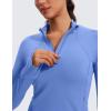 imageCRZ YOGA Butterluxe Half Zip Long Sleeve Shirts for Women  Workout Athletic Yoga Tops Crop Collared Quarter Zipper TShirtWild Indigo