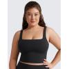 imageCRZ YOGA Butterluxe Square Neck Crop Tank Tops for Women  Workout Longline Sports Bras Padded Yoga CamisoleBlack